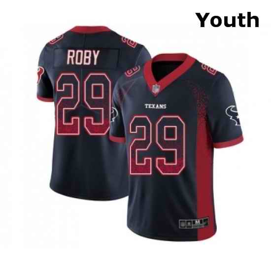Youth Houston Texans 29 Bradley Roby Limited Navy Blue Rush Drift Fashion Football Jersey